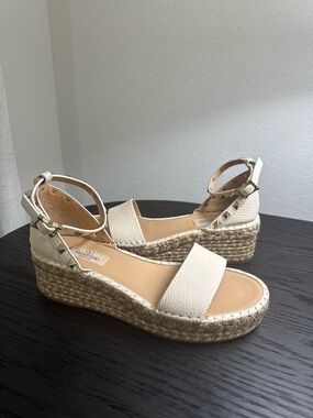 Valentino Garavani Rockstud Espadrille 55 Sandals Leather Ivory 38